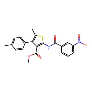 methyl 2-({3-nitrobenzoyl}amino)-5-methyl-4-(4-methylphenyl)thiophene-3-carboxylate structure