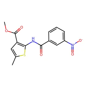 Methyl 2-({3-nitrobenzoyl}amino)-5-methylthiophene-3-carboxylate structure