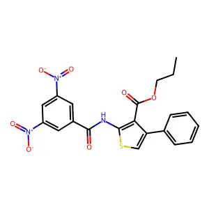 Propyl 2-({3,5-bisnitrobenzoyl}amino)-4-phenylthiophene-3-carboxylate structure