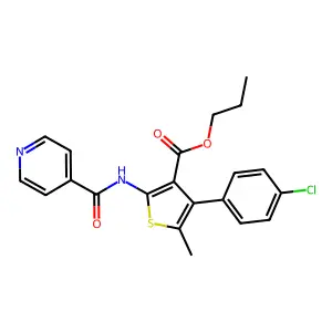 propyl 4-(4-chlorophenyl)-5-methyl-2-(pyridine-4-carbonylamino)thiophene-3-carboxylate structure