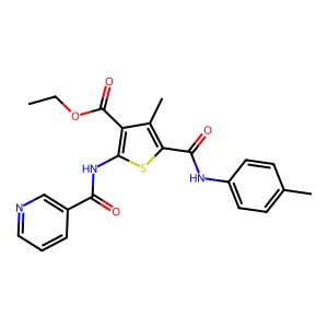 ethyl 4-methyl-2-[(3-pyridinylcarbonyl)amino]-5-(4-toluidinocarbonyl)-3-thiophenecarboxylate structure