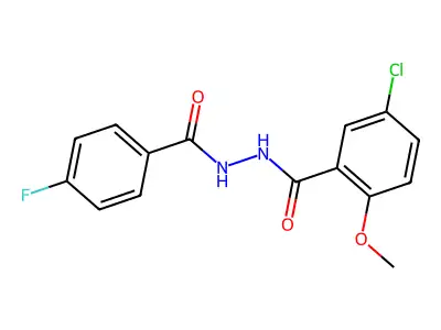 5-chloro-N'-(4-fluorobenzoyl)-2-methoxybenzohydrazide structure