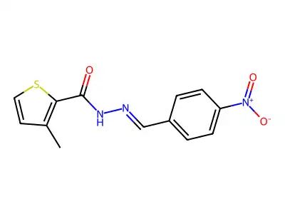 3-methyl-N-[(4-nitrophenyl)methylideneamino]thiophene-2-carboxamide structure