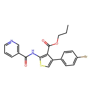 Propyl 4-(4-bromophenyl)-2-[(pyridin-3-ylcarbonyl)amino]thiophene-3-carboxylate structure