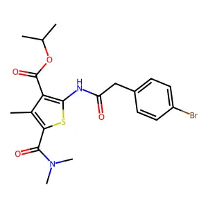 isopropyl 2-{[(4-bromophenyl)acetyl]amino}-5-[(dimethylamino)carbonyl]-4-methylthiophene-3-carboxylate structure