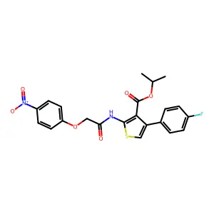 propan-2-yl 4-(4-fluorophenyl)-2-[[2-(4-nitrophenoxy)acetyl]amino]thiophene-3-carboxylate structure