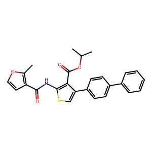 propan-2-yl 2-[(2-methylfuran-3-carbonyl)amino]-4-(4-phenylphenyl)thiophene-3-carboxylate structure