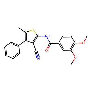 N-(3-cyano-5-methyl-4-phenylthien-2-yl)-3,4-dimethoxybenzamide structure