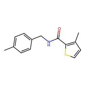 3-methyl-N-[(4-methylphenyl)methyl]thiophene-2-carboxamide structure