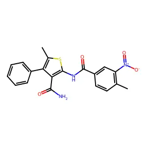 2-({3-Nitro-4-methylbenzoyl}amino)-5-methyl-4-phenylthiophene-3-carboxamide structure