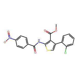 Methyl 4-(2-chlorophenyl)-2-[(4-nitrobenzoyl)amino]thiophene-3-carboxylate structure