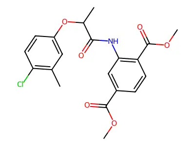 Dimethyl 2-{[2-(4-chloro-3-methylphenoxy)propanoyl]amino}terephthalate structure