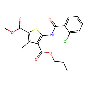 2-O-methyl 4-O-propyl 5-[(2-chlorobenzoyl)amino]-3-methylthiophene-2,4-dicarboxylate structure