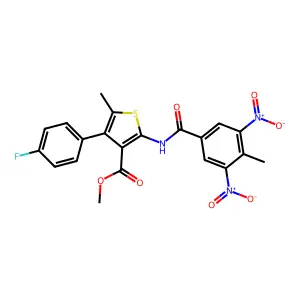 methyl 4-(4-fluorophenyl)-5-methyl-2-[(4-methyl-3,5-dinitrobenzoyl)amino]thiophene-3-carboxylate structure