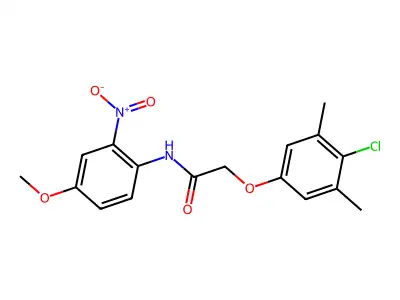 2-(4-chloro-3,5-dimethylphenoxy)-N-(4-methoxy-2-nitrophenyl)acetamide structure