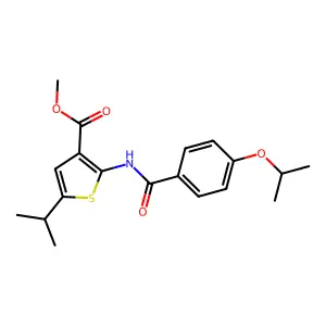 Methyl 2-[(4-isopropoxybenzoyl)amino]-5-isopropyl-3-thiophenecarboxylate structure
