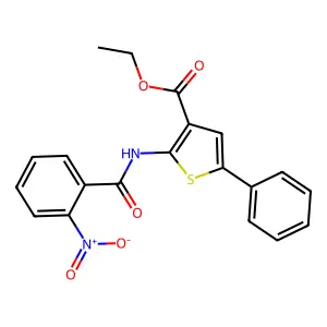 Ethyl 2-({2-nitrobenzoyl}amino)-5-phenylthiophene-3-carboxylate structure