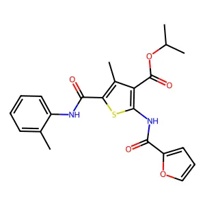 isopropyl 2-(2-furoylamino)-4-methyl-5-(2-toluidinocarbonyl)thiophene-3-carboxylate structure