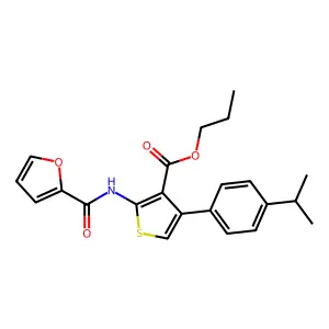 Propyl 2-(furan-2-carbonylamino)-4-(4-propan-2-ylphenyl)thiophene-3-carboxylate structure