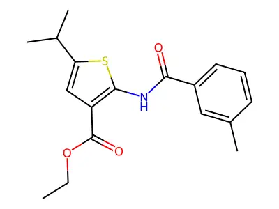 Ethyl 2-[(3-methylbenzoyl)amino]-5-propan-2-ylthiophene-3-carboxylate structure