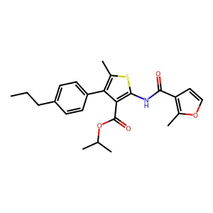 isopropyl 5-methyl-2-[(2-methyl-3-furoyl)amino]-4-(4-propylphenyl)thiophene-3-carboxylate structure