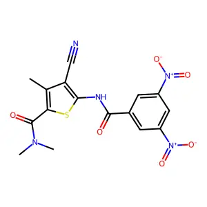 4-cyano-5-[(3,5-dinitrobenzoyl)amino]-N,N,3-trimethylthiophene-2-carboxamide structure