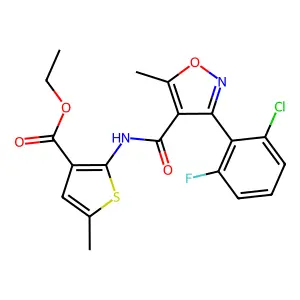 ethyl 2-({[3-(2-chloro-6-fluorophenyl)-5-methyl-4-isoxazolyl]carbonyl}amino)-5-methyl-3-thiophenecarboxylate structure