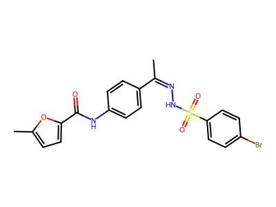 N-(4-{N-[(4-bromophenyl)sulfonyl]ethanehydrazonoyl}phenyl)-5-methyl-2-furamide structure