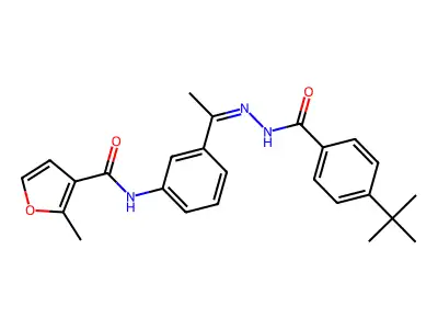 N-[3-[(Z)-N-[(4-tert-butylbenzoyl)amino]-C-methylcarbonimidoyl]phenyl]-2-methylfuran-3-carboxamide structure
