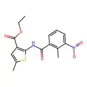 Ethyl 5-methyl-2-[(2-methyl-3-nitrobenzoyl)amino]thiophene-3-carboxylate structure