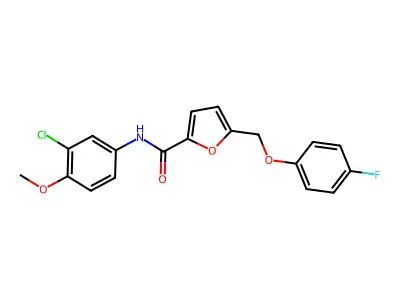 N-(3-chloro-4-methoxyphenyl)-5-[(4-fluorophenoxy)methyl]furan-2-carboxamide structure