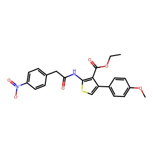 ethyl 2-[({4-nitrophenyl}acetyl)amino]-4-(4-methoxyphenyl)-3-thiophenecarboxylate structure