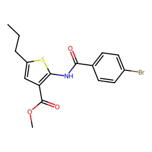 Methyl 2-[(4-bromobenzoyl)amino]-5-propyl-3-thiophenecarboxylate structure