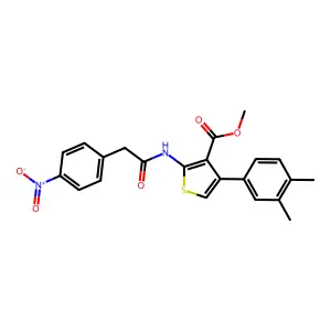 methyl 4-(3,4-dimethylphenyl)-2-[({4-nitrophenyl}acetyl)amino]thiophene-3-carboxylate structure