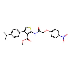 methyl 2-[({4-nitrophenoxy}acetyl)amino]-4-(4-isopropylphenyl)thiophene-3-carboxylate structure