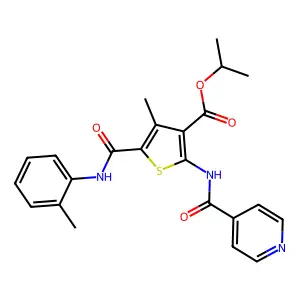 isopropyl 2-(isonicotinoylamino)-4-methyl-5-(2-toluidinocarbonyl)thiophene-3-carboxylate structure