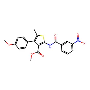 methyl 2-({3-nitrobenzoyl}amino)-4-(4-methoxyphenyl)-5-methylthiophene-3-carboxylate structure