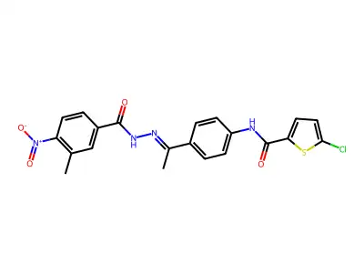 5-chloro-N-[4-[(E)-C-methyl-N-[(3-methyl-4-nitrobenzoyl)amino]carbonimidoyl]phenyl]thiophene-2-carboxamide structure