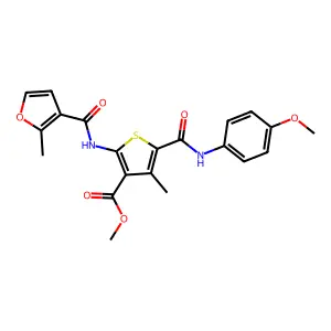 methyl 5-[(4-methoxyanilino)carbonyl]-4-methyl-2-[(2-methyl-3-furoyl)amino]thiophene-3-carboxylate structure