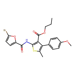 propyl 2-[(5-bromo-2-furoyl)amino]-4-(4-methoxyphenyl)-5-methylthiophene-3-carboxylate structure