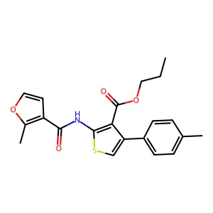 Propyl 2-[(2-methyl-3-furoyl)amino]-4-(4-methylphenyl)thiophene-3-carboxylate structure