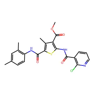 methyl 2-[(2-chloropyridine-3-carbonyl)amino]-5-[(2,4-dimethylphenyl)carbamoyl]-4-methylthiophene-3-carboxylate structure