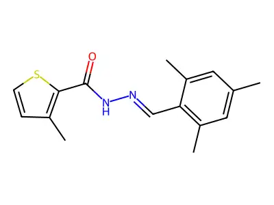 3-methyl-N-[(2,4,6-trimethylphenyl)methylideneamino]thiophene-2-carboxamide structure