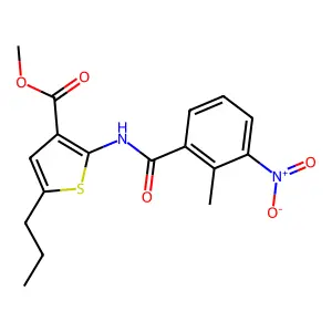 Methyl 2-({3-nitro-2-methylbenzoyl}amino)-5-propylthiophene-3-carboxylate structure