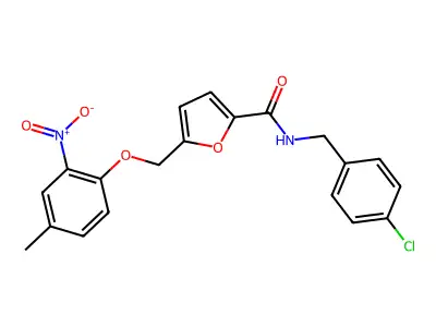 N-(4-chlorobenzyl)-5-({2-nitro-4-methylphenoxy}methyl)-2-furamide structure