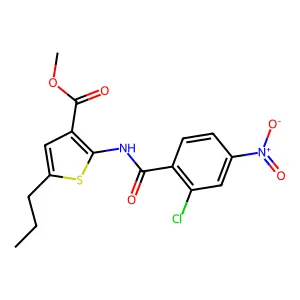 Methyl 2-[(2-chloro-4-nitrobenzoyl)amino]-5-propylthiophene-3-carboxylate structure