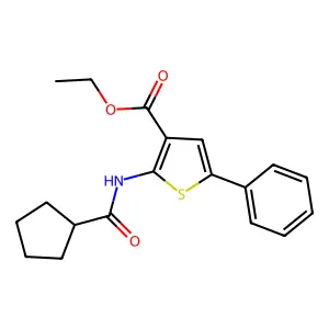 Ethyl 2-[(cyclopentylcarbonyl)amino]-5-phenylthiophene-3-carboxylate structure