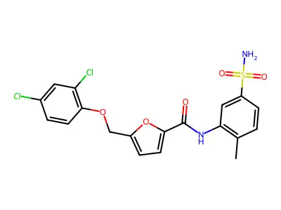5-[(2,4-dichlorophenoxy)methyl]-N-(2-methyl-5-sulfamoylphenyl)furan-2-carboxamide structure