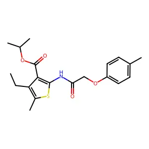 isopropyl 4-ethyl-5-methyl-2-{[(4-methylphenoxy)acetyl]amino}-3-thiophenecarboxylate structure