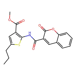 Methyl 2-[(2-oxochromene-3-carbonyl)amino]-5-propylthiophene-3-carboxylate structure